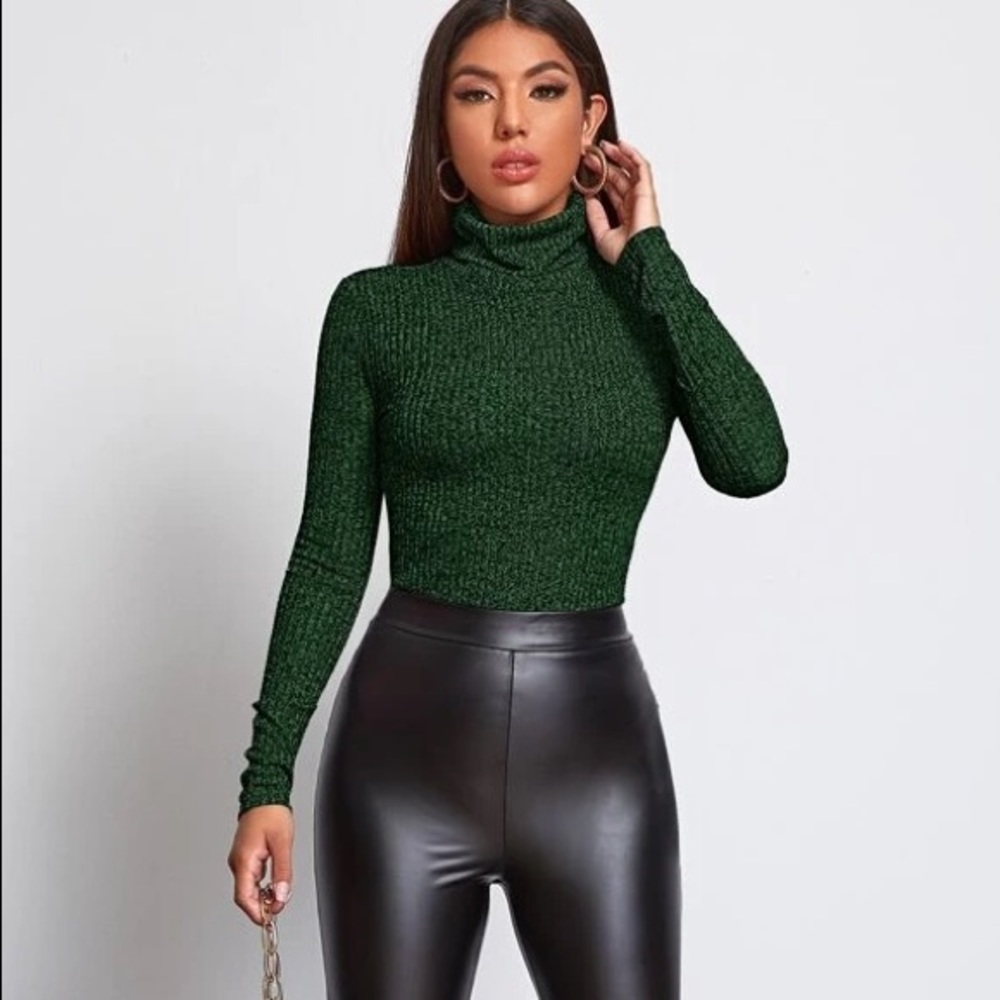 NWT! SHEIN Funnel Neck Rib-Knit Top